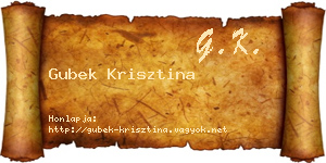 Gubek Krisztina névjegykártya